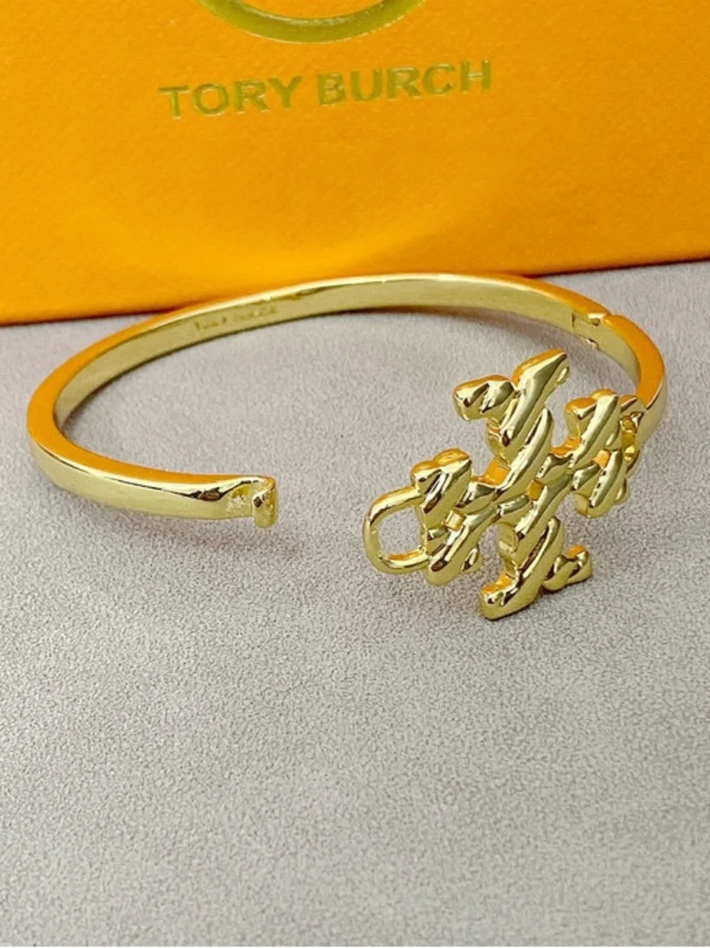 Tory Burch Gold-tone Logo Cuff Bracelet